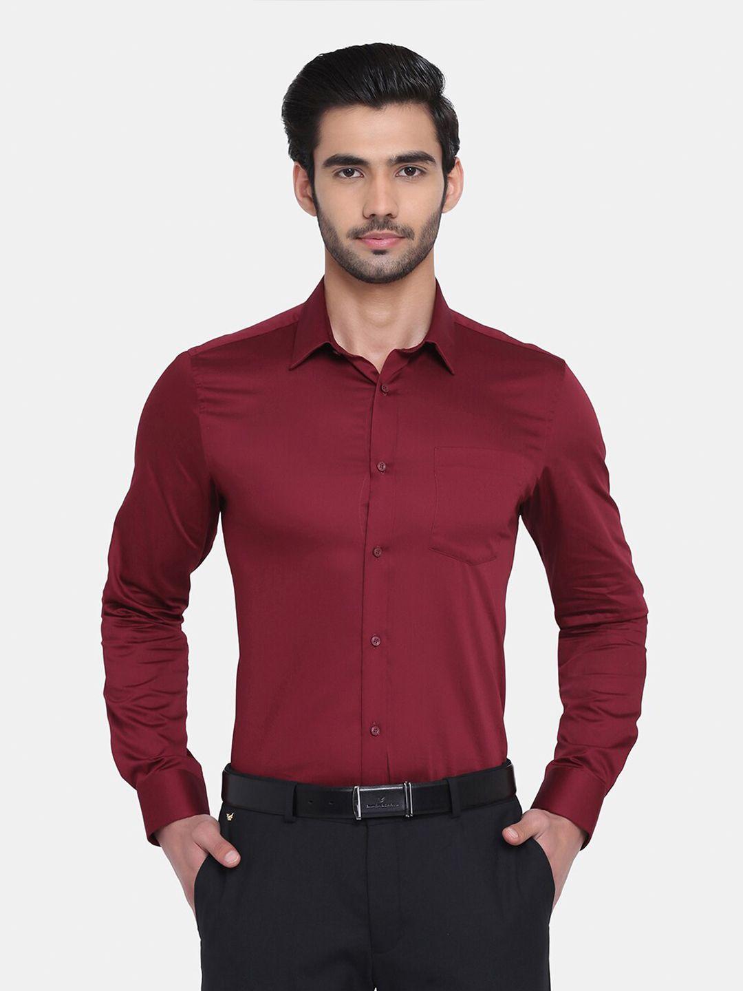 blackberrys men maroon india slim fit formal shirt