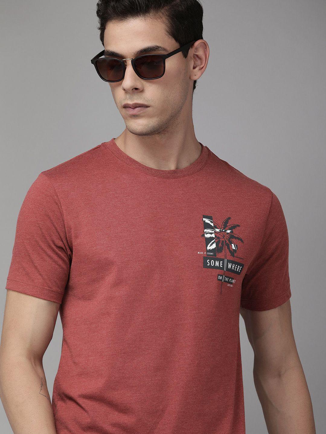 blackberrys men maroon placement printed t-shirt