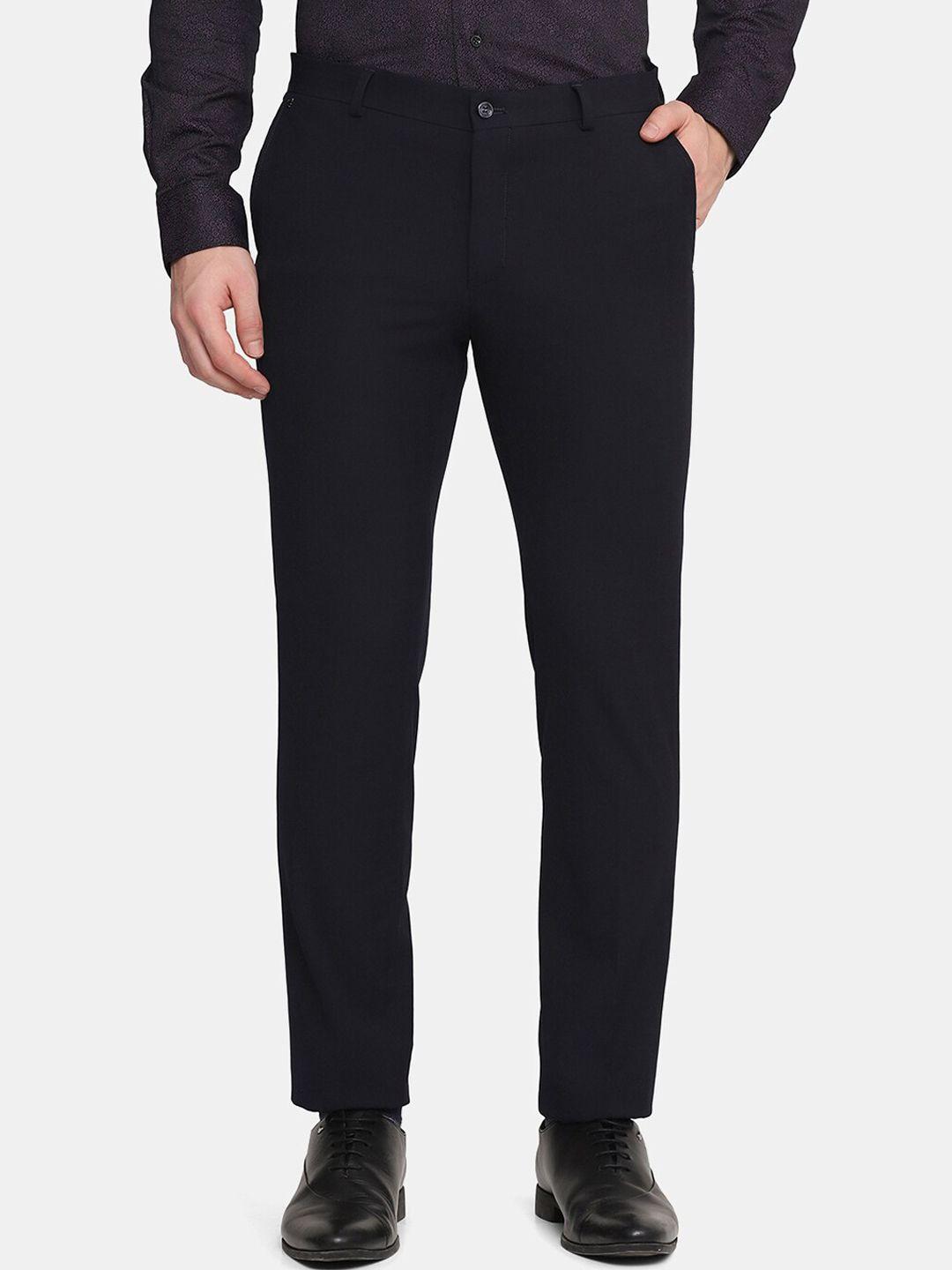 blackberrys men navy blue skinny fit trousers