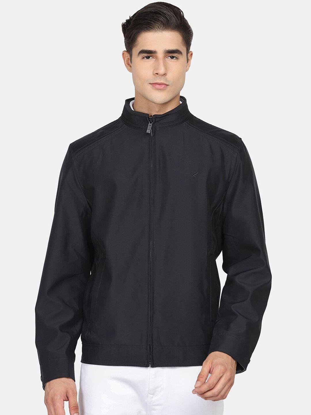 blackberrys men navy blue solid bomber jacket