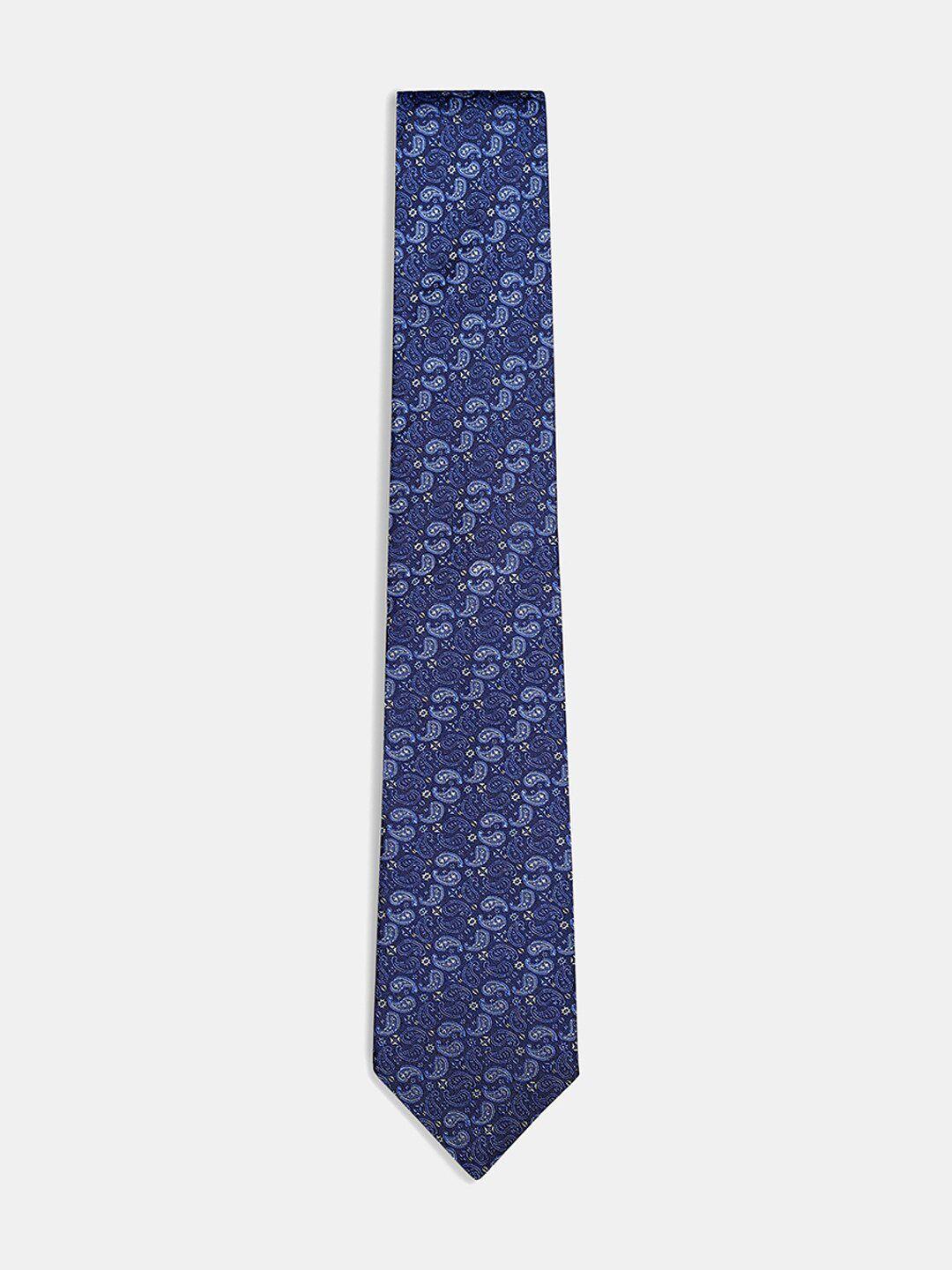 blackberrys men navy blue woven design skinny tie