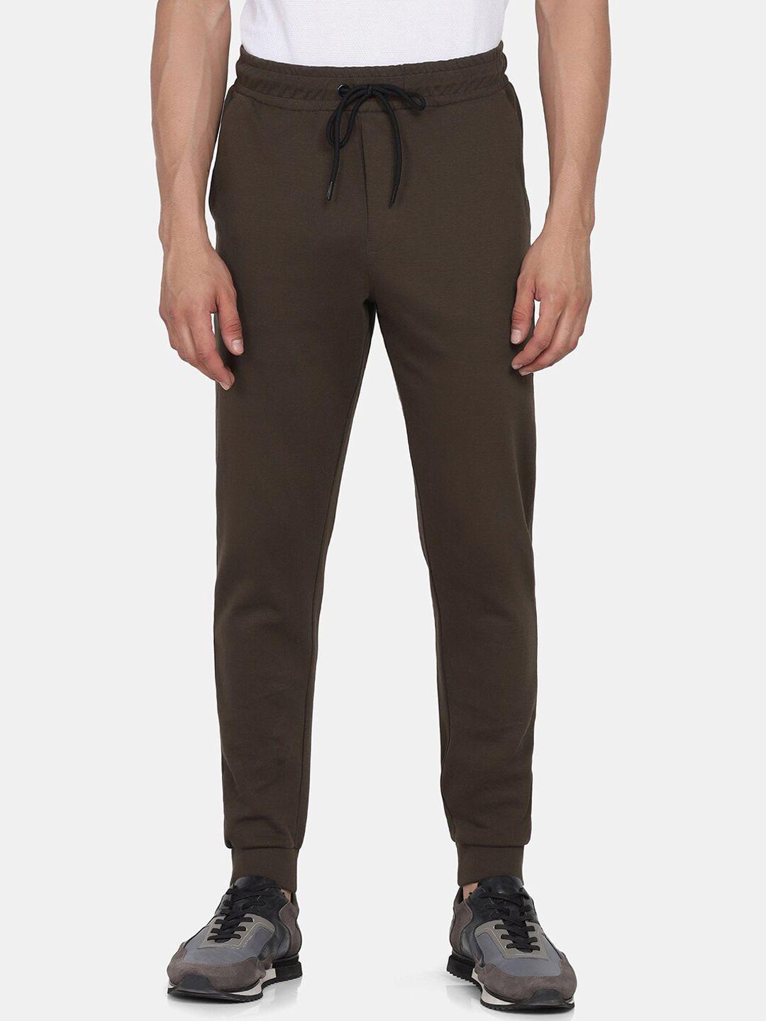 blackberrys men olive cotton solid slim-fit joggers