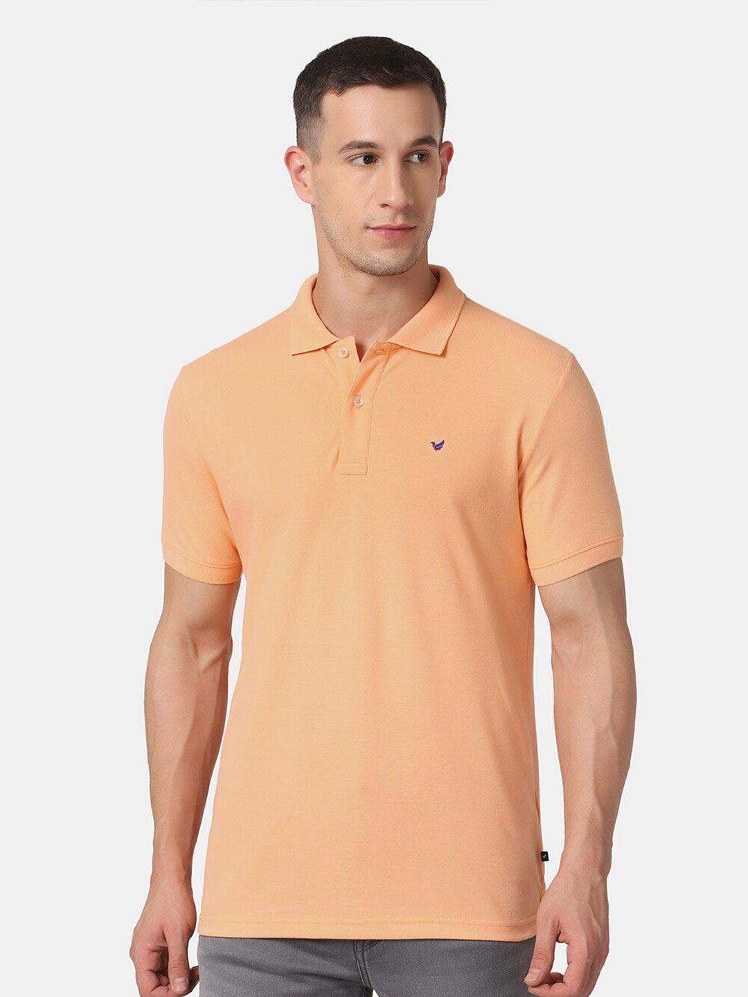 blackberrys men orange polo collar slim fit t-shirt