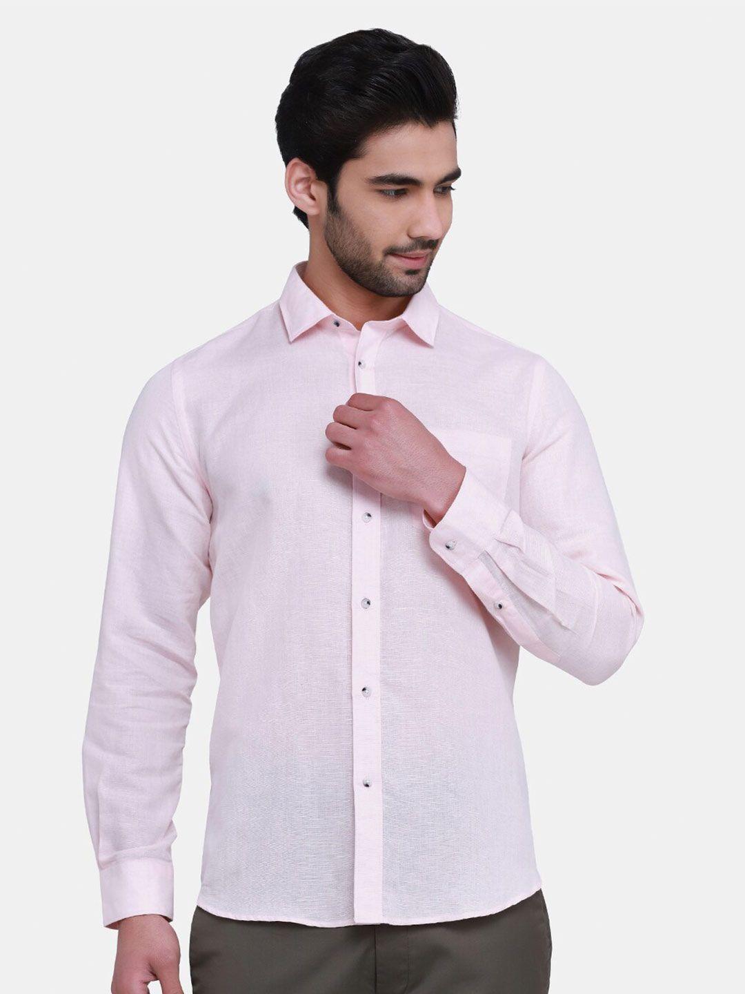 blackberrys men peach-coloured india slim fit casual shirt