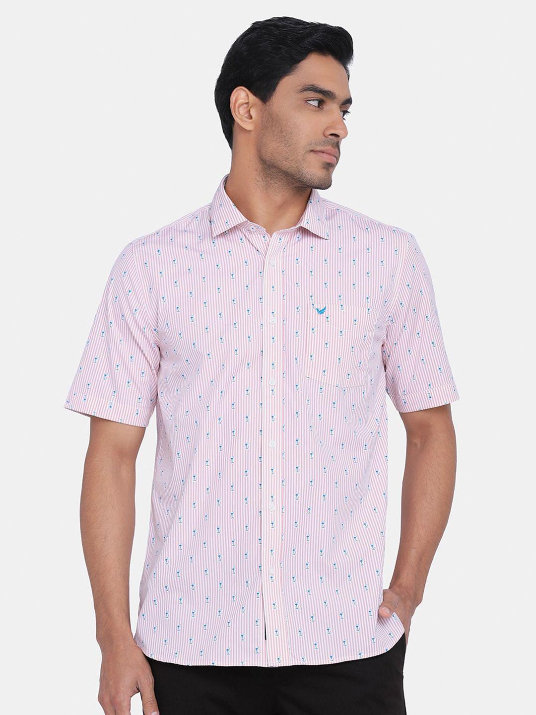 blackberrys men pink india slim fit printed casual shirt