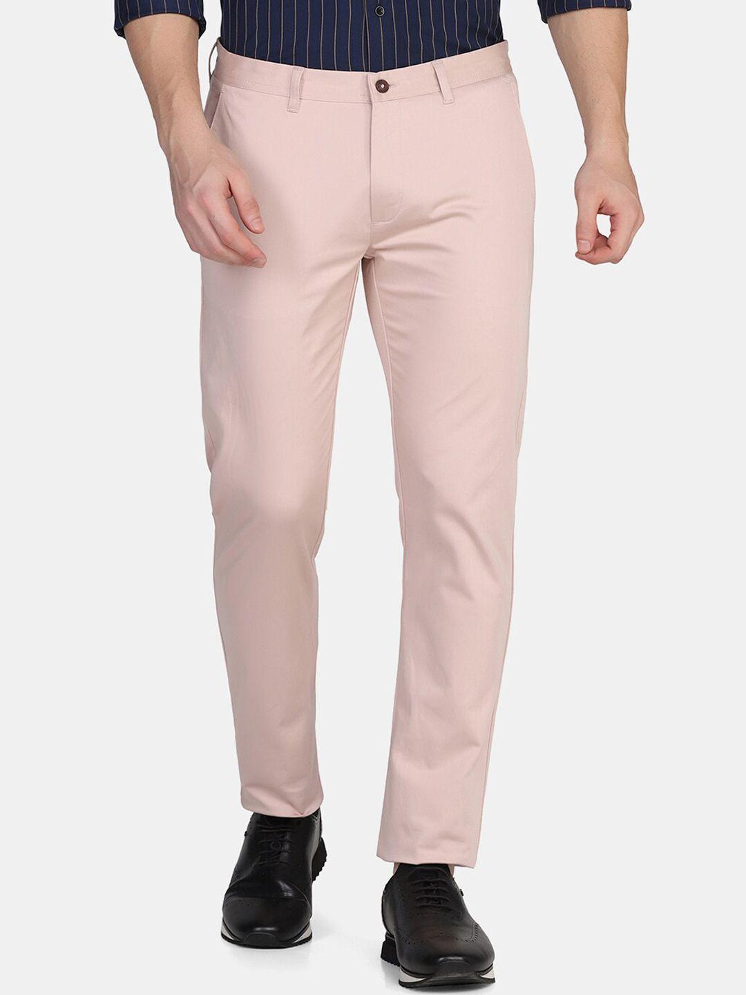 blackberrys men pink solid chinos trousers