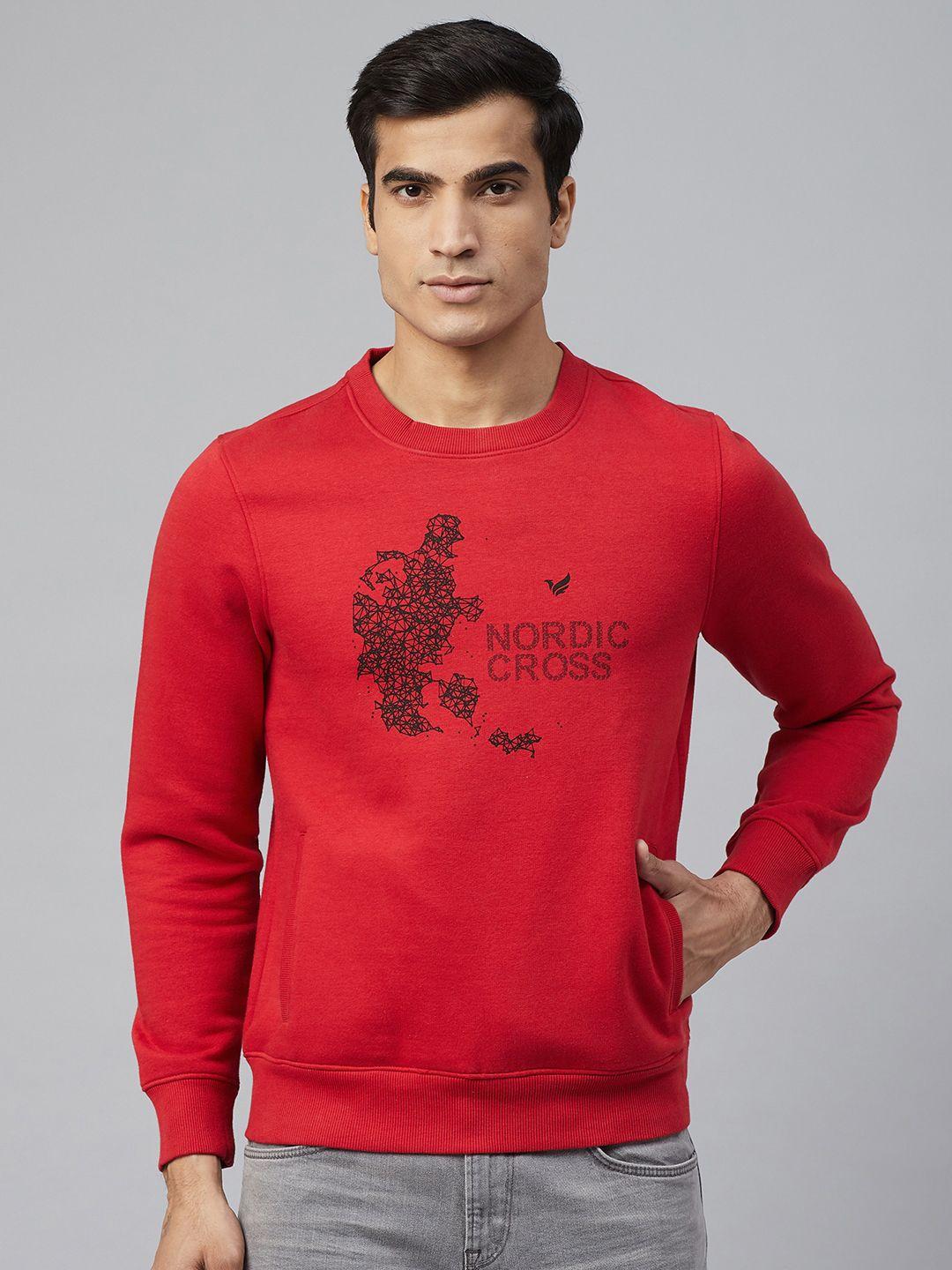 blackberrys men red & black nordic cross print sweatshirt