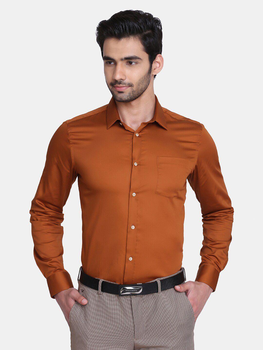 blackberrys men rust phoenix skinny fit cotton formal shirt