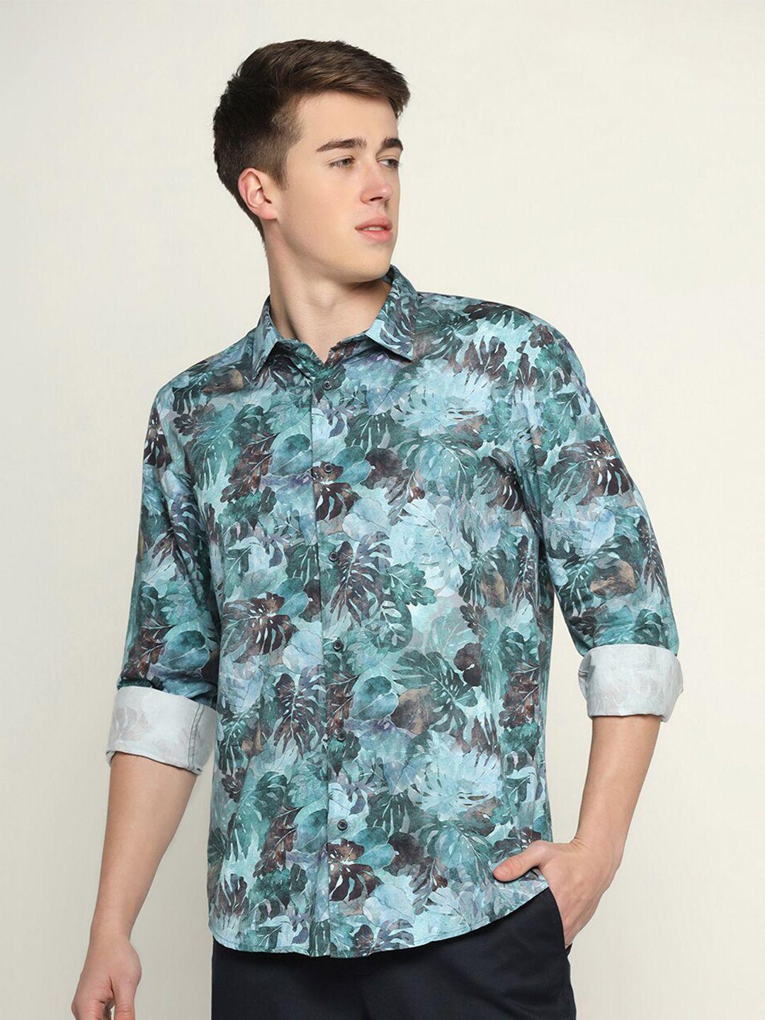 blackberrys men slim fit floral printed casual pure cotton shirt