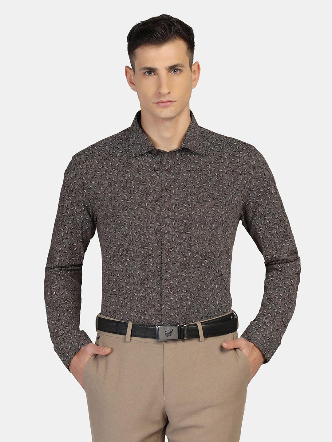 blackberrys men slim fit printed formal cotton shirt