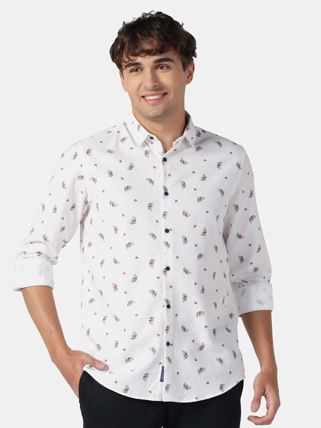 blackberrys men slim fit printed pure cotton casual shirt