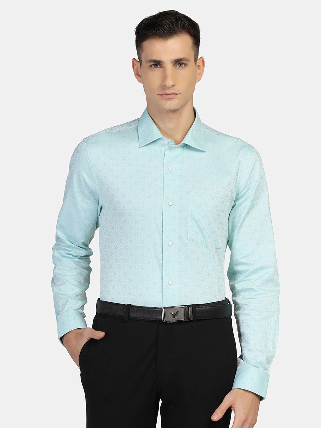 blackberrys men slim fit printed pure cotton formal shirt