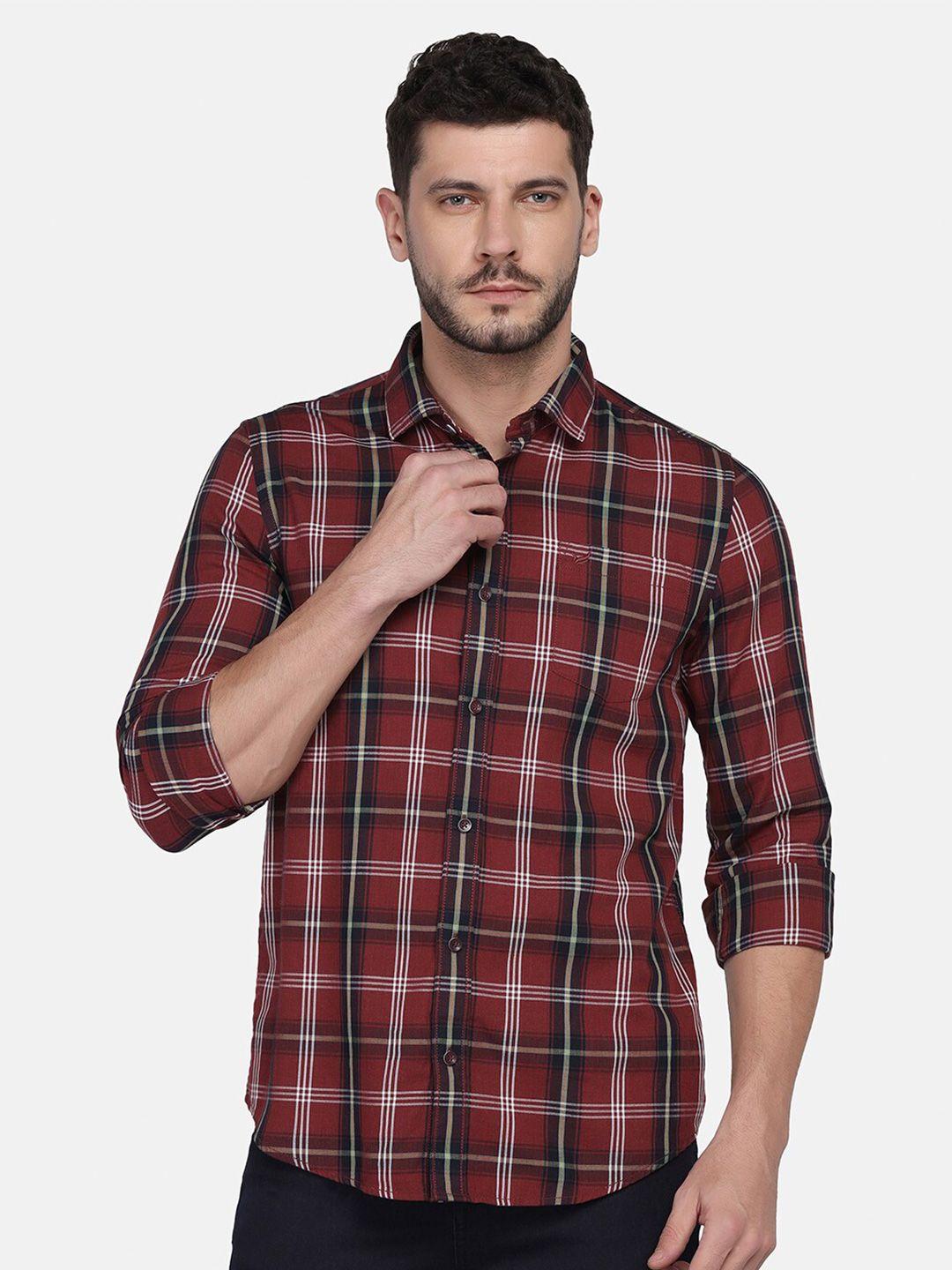 blackberrys men slim fit tartan checked casual cotton shirt