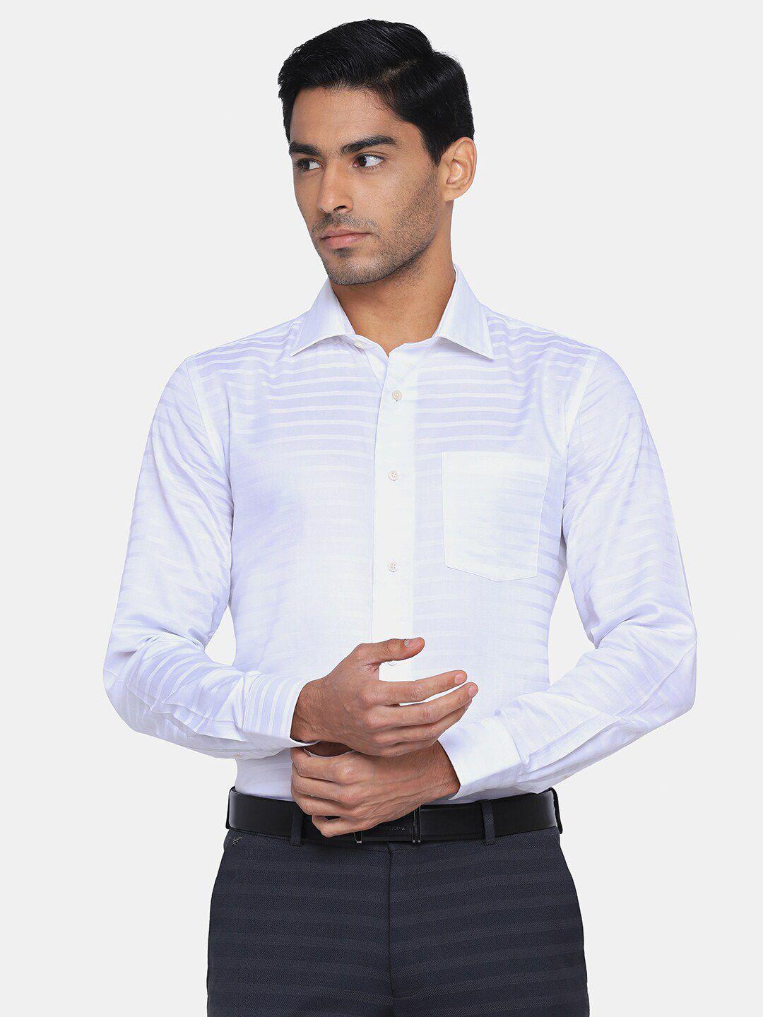 blackberrys men white india slim fit horizontal striped formal shirt