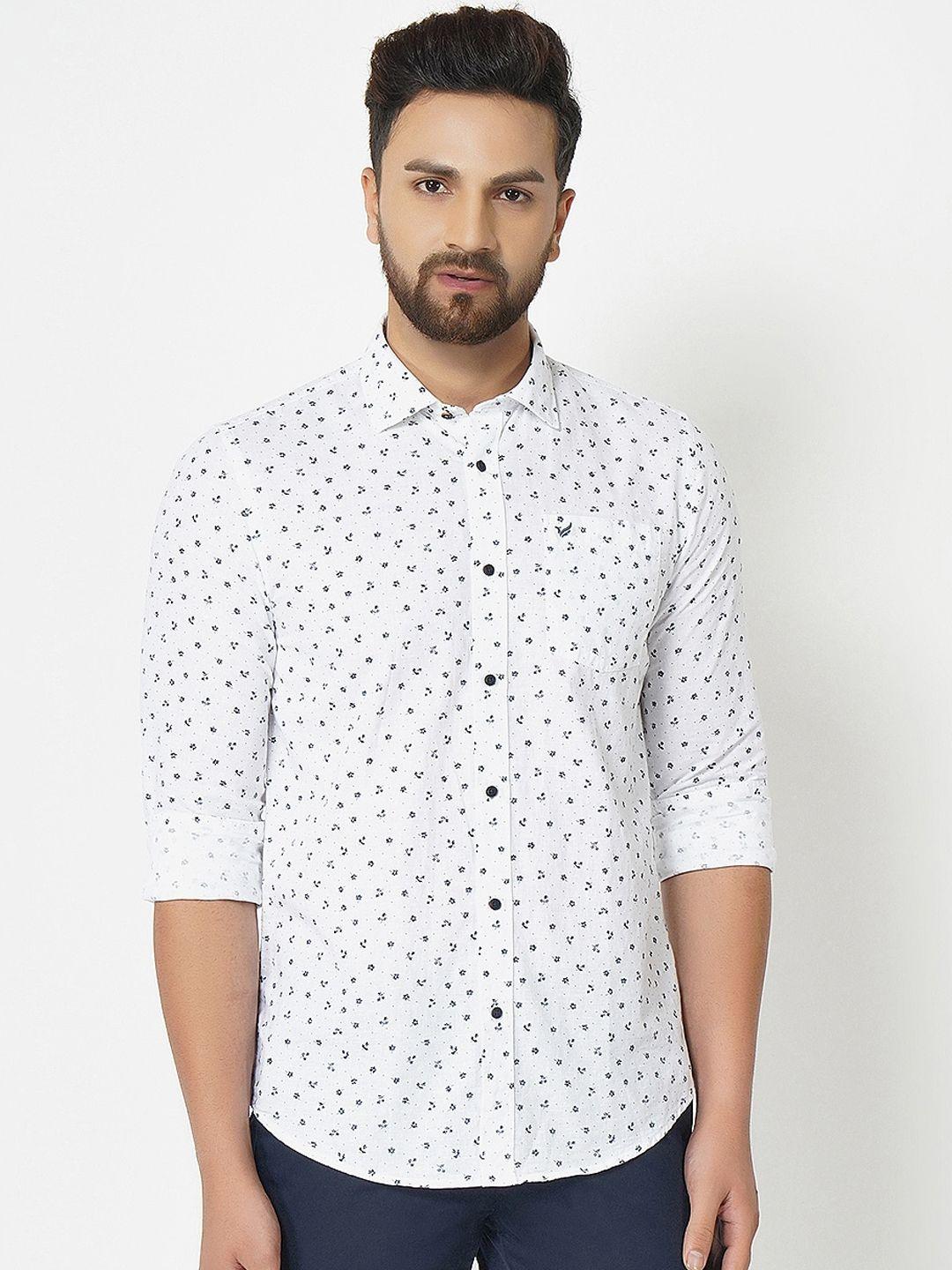 blackberrys men white india slim fit opaque printed casual shirt