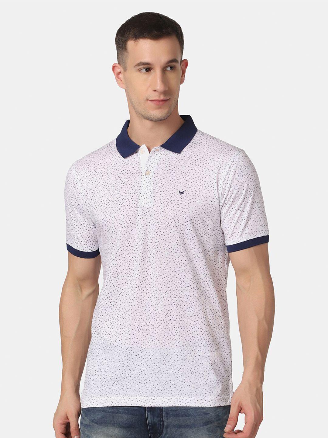 blackberrys men white printed polo collar slim fit t-shirt