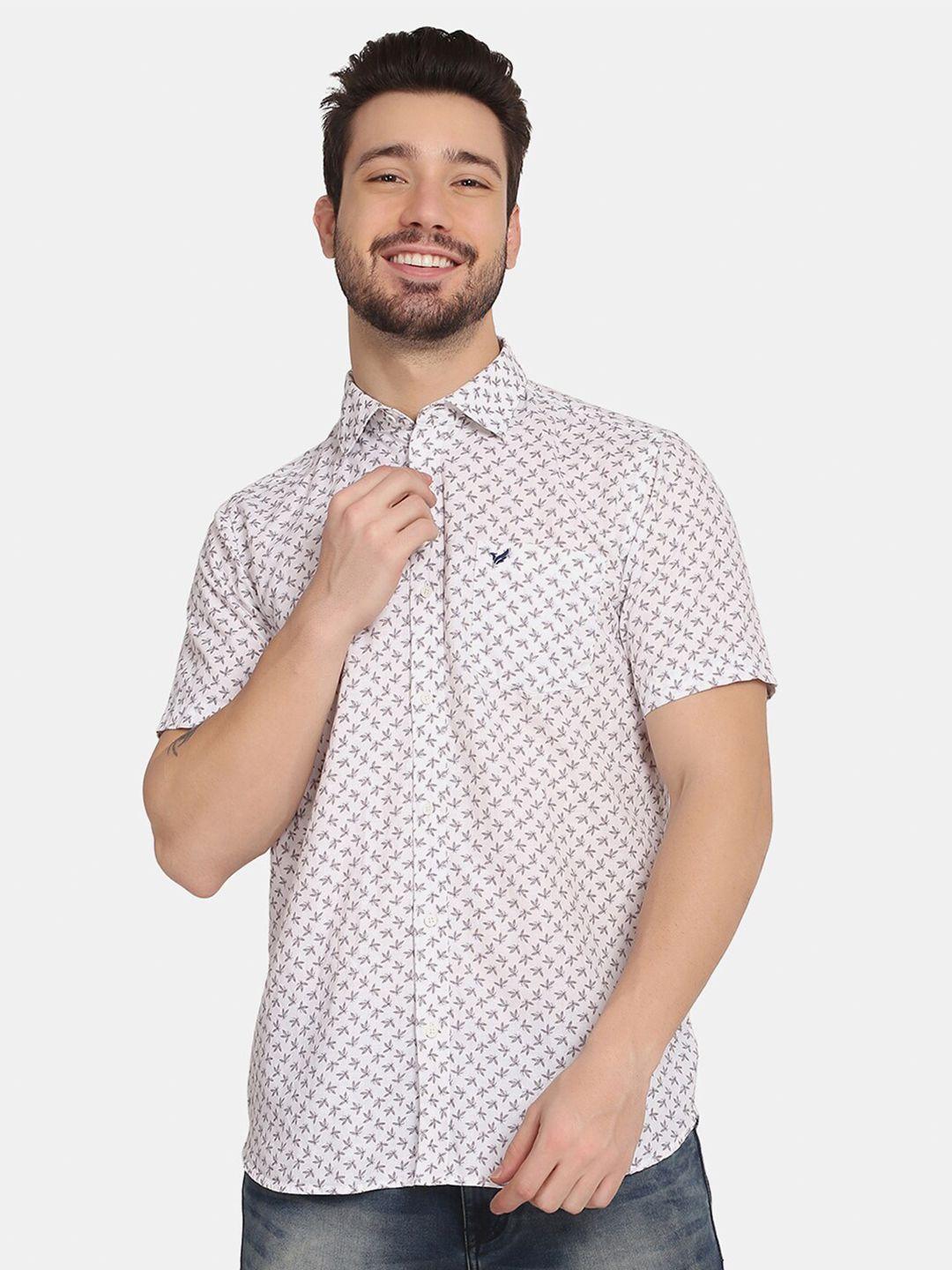 blackberrys men white slim fit printed casual shirt