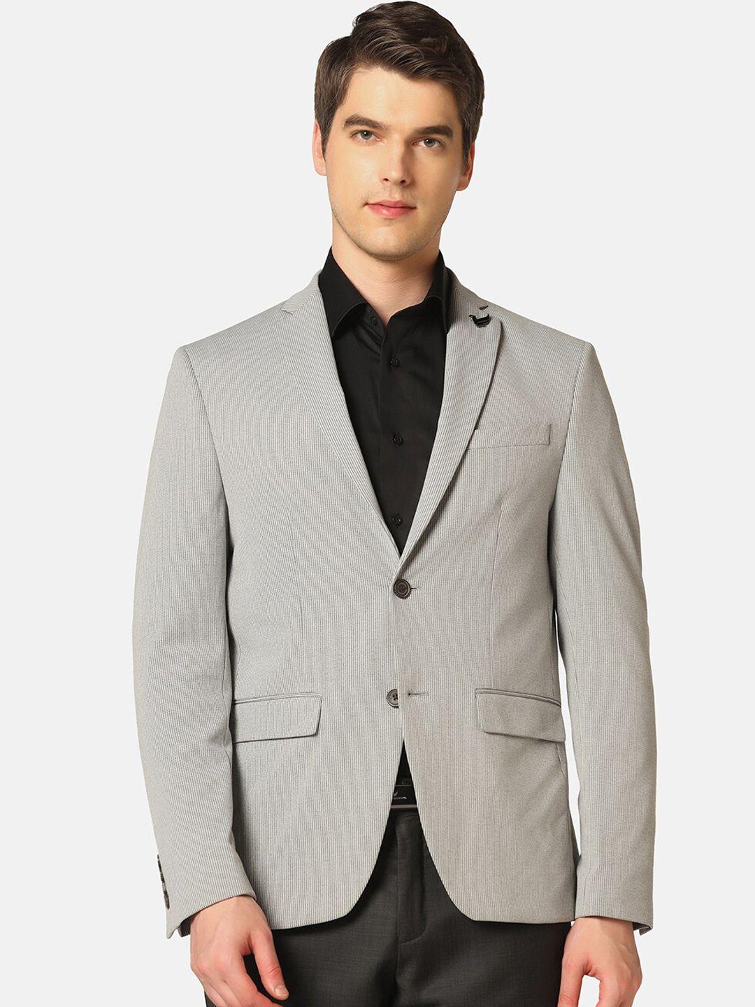 blackberrys notched lapel collar striped slim-fit single-breasted formal blazers
