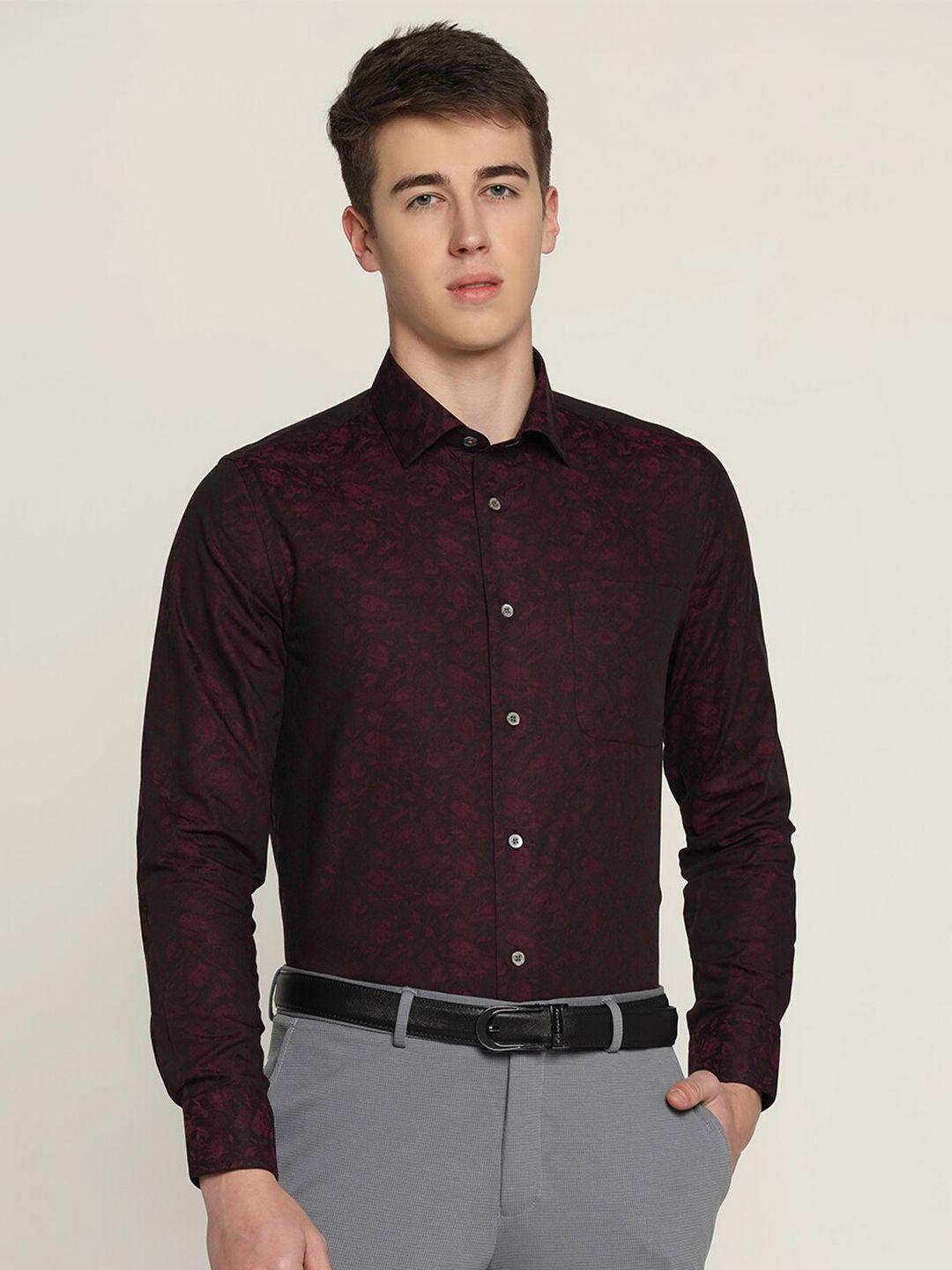 blackberrys slim fit abstract printed pure cotton formal shirt