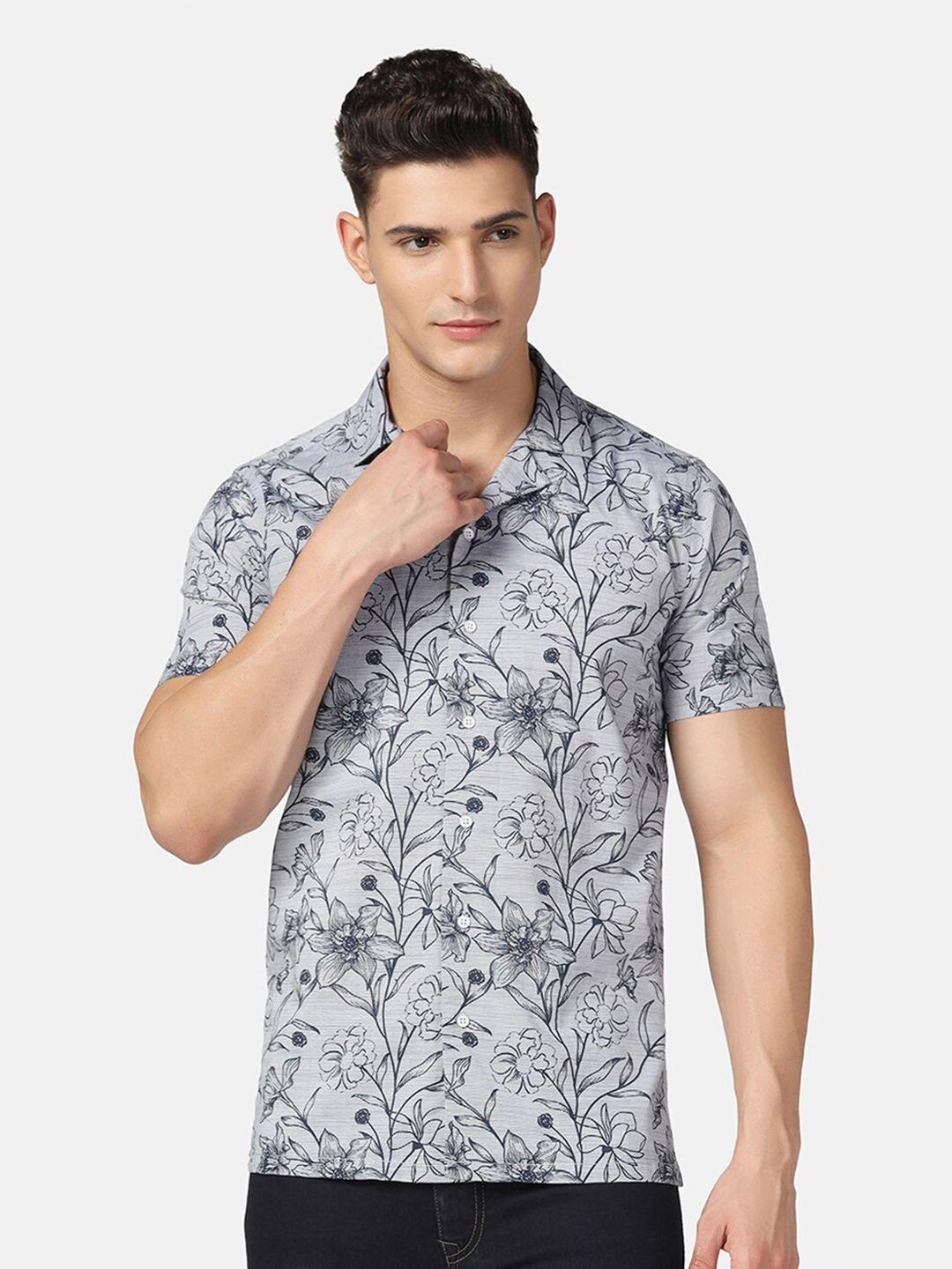 blackberrys slim fit floral printed pure cotton casual shirt