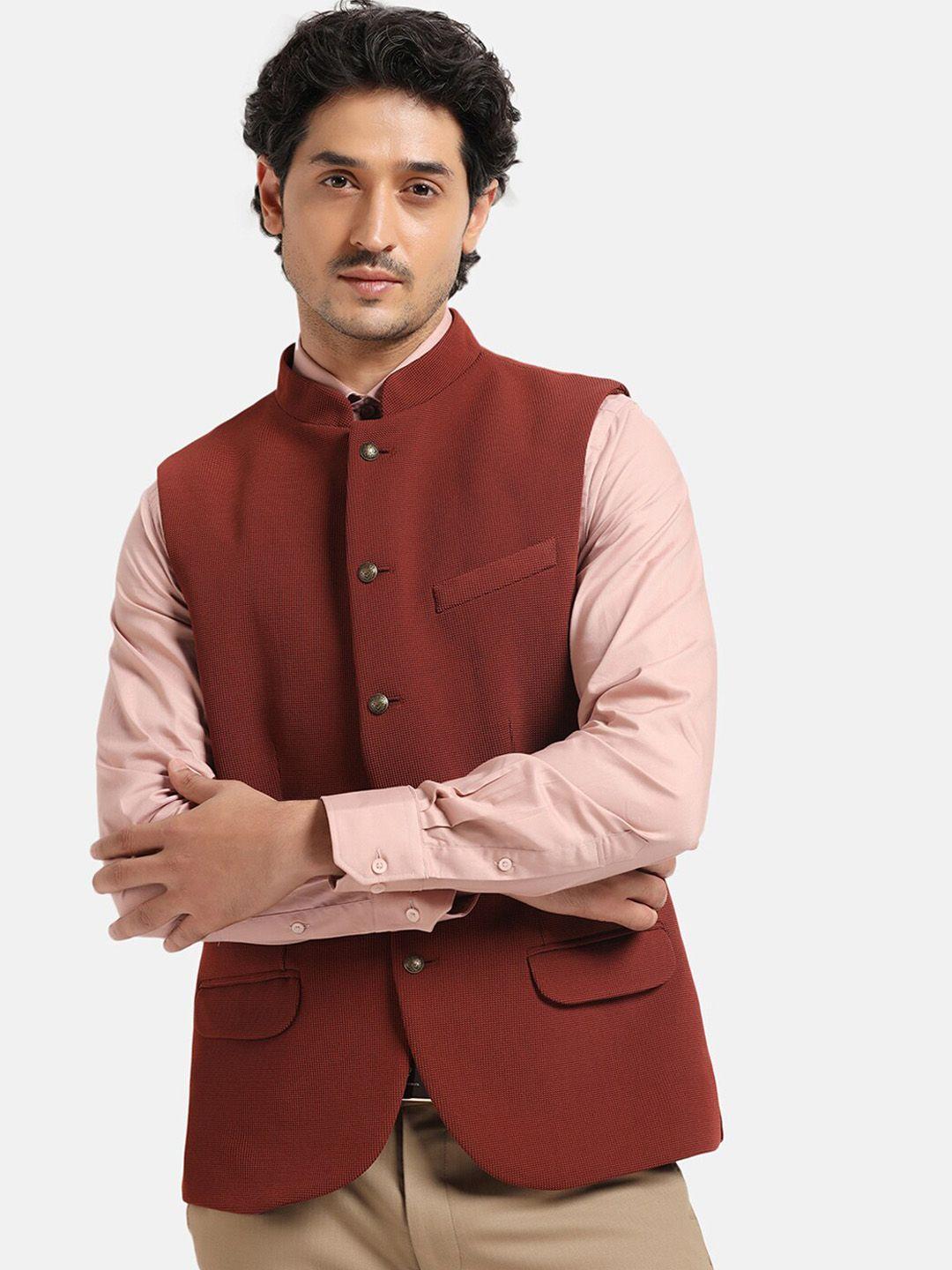 blackberrys woven design slim-fit nehru jacket