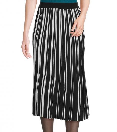 blackwhite striped pleated midi skirt