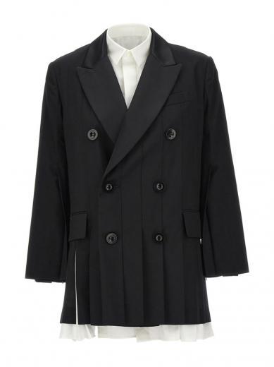 blackwhite pleated blazer dress