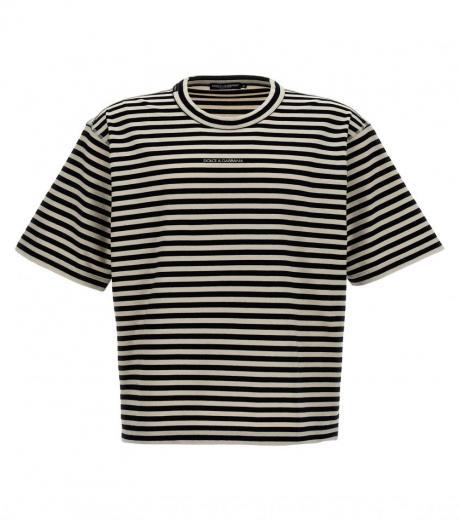 blackwhite striped logo t-shirt