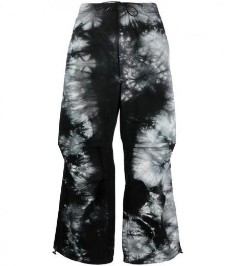 blackwhite tie-dye print military trousers