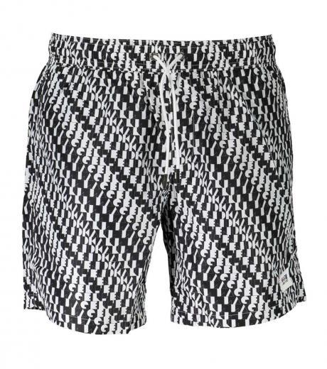 blackwhite tribal printed swim shorts