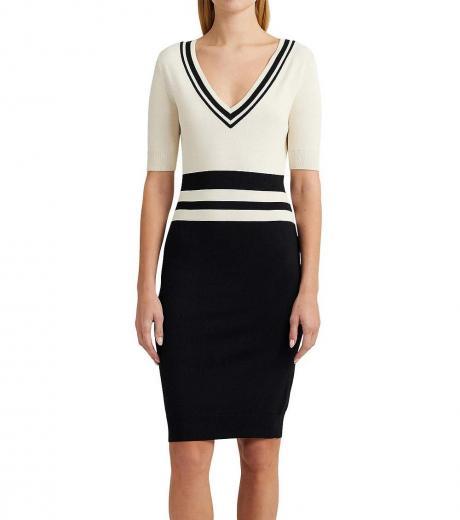 blackwhite v-neck sheath dress