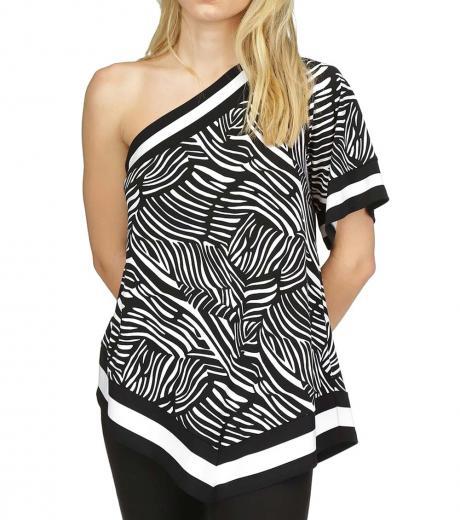 blackwhite zebra border-print one-shoulder top
