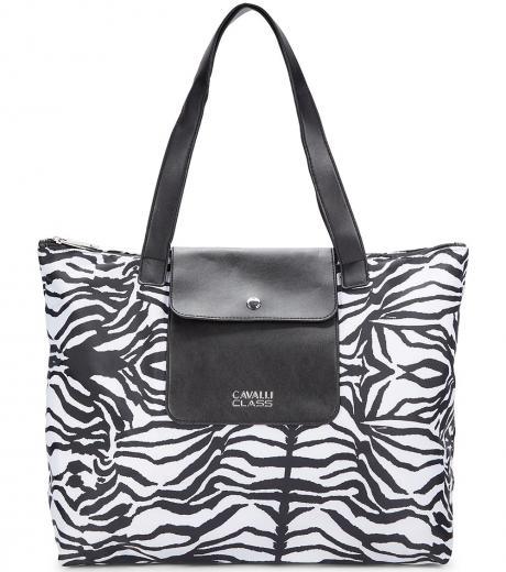 blackwhite zebra print large tote