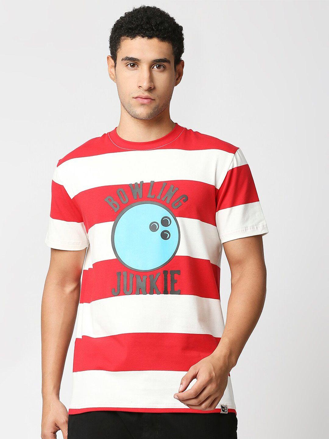 blamblack men red & white striped t-shirt