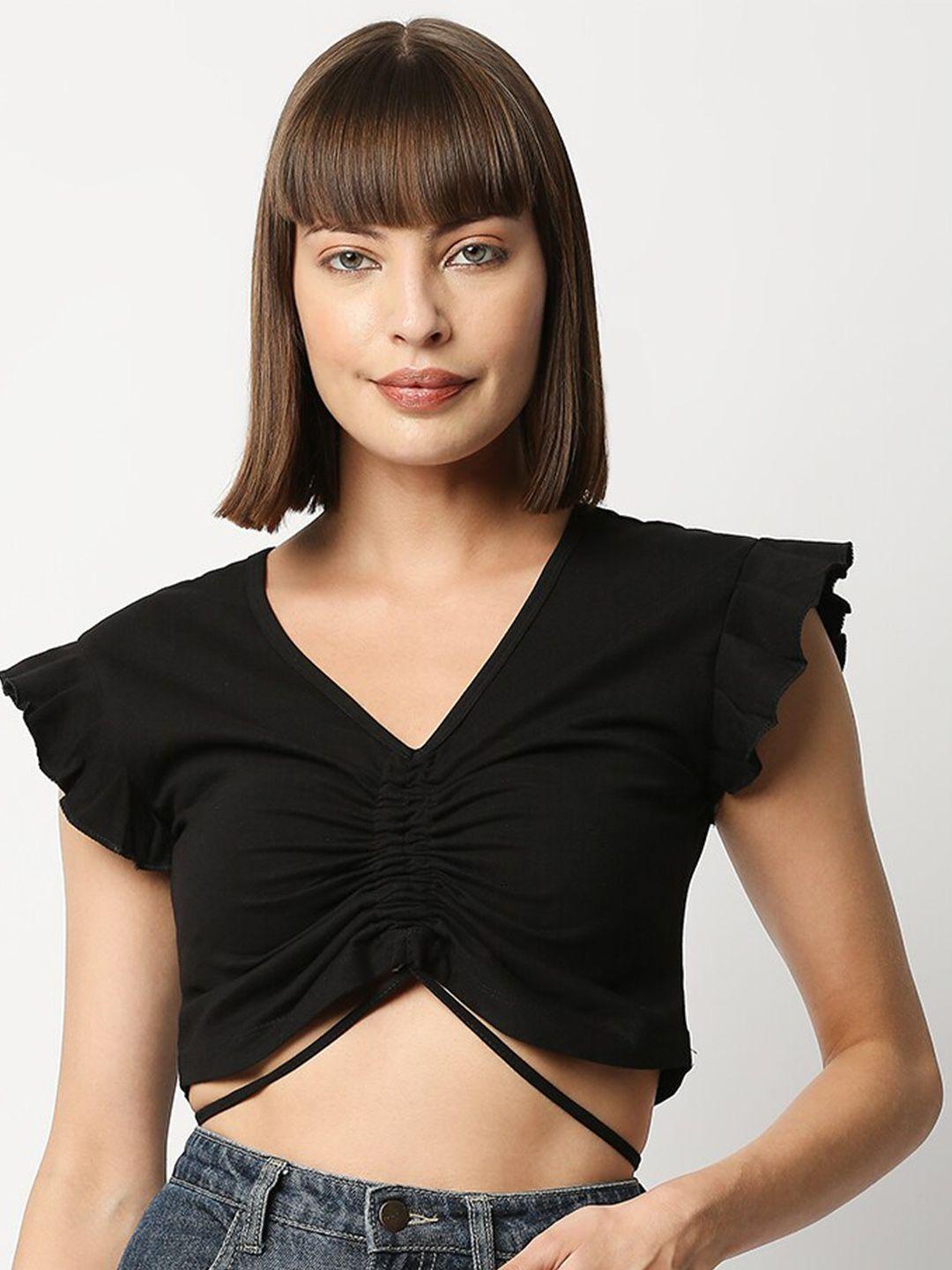 blamblack black v neck crop top