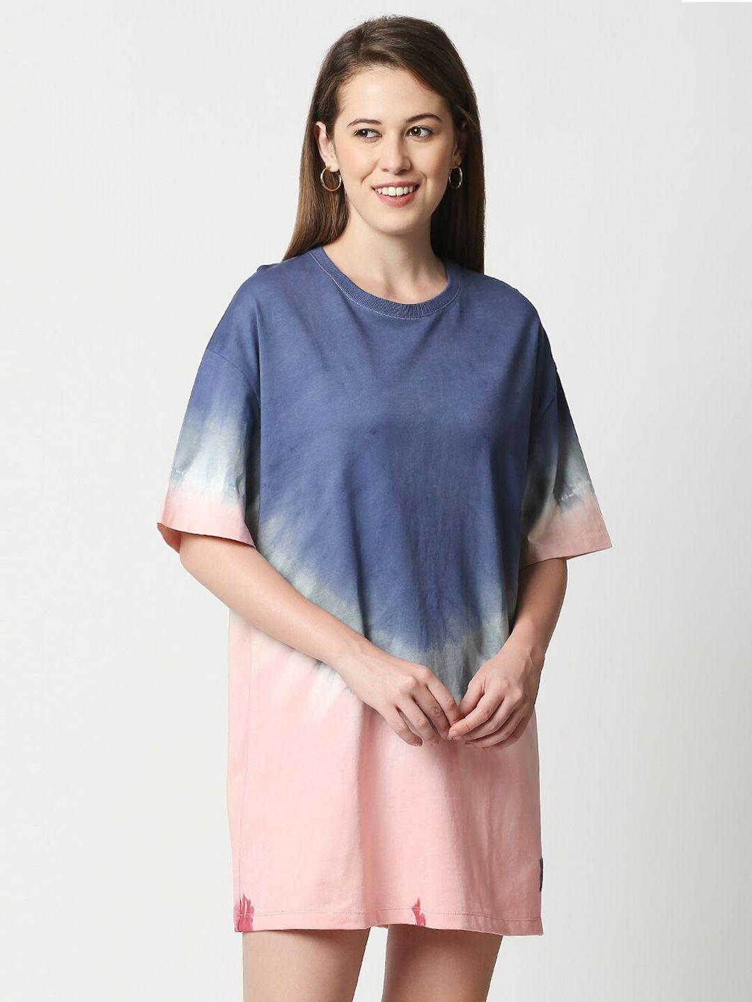 blamblack blue & pink tie and dye t-shirt mini dress