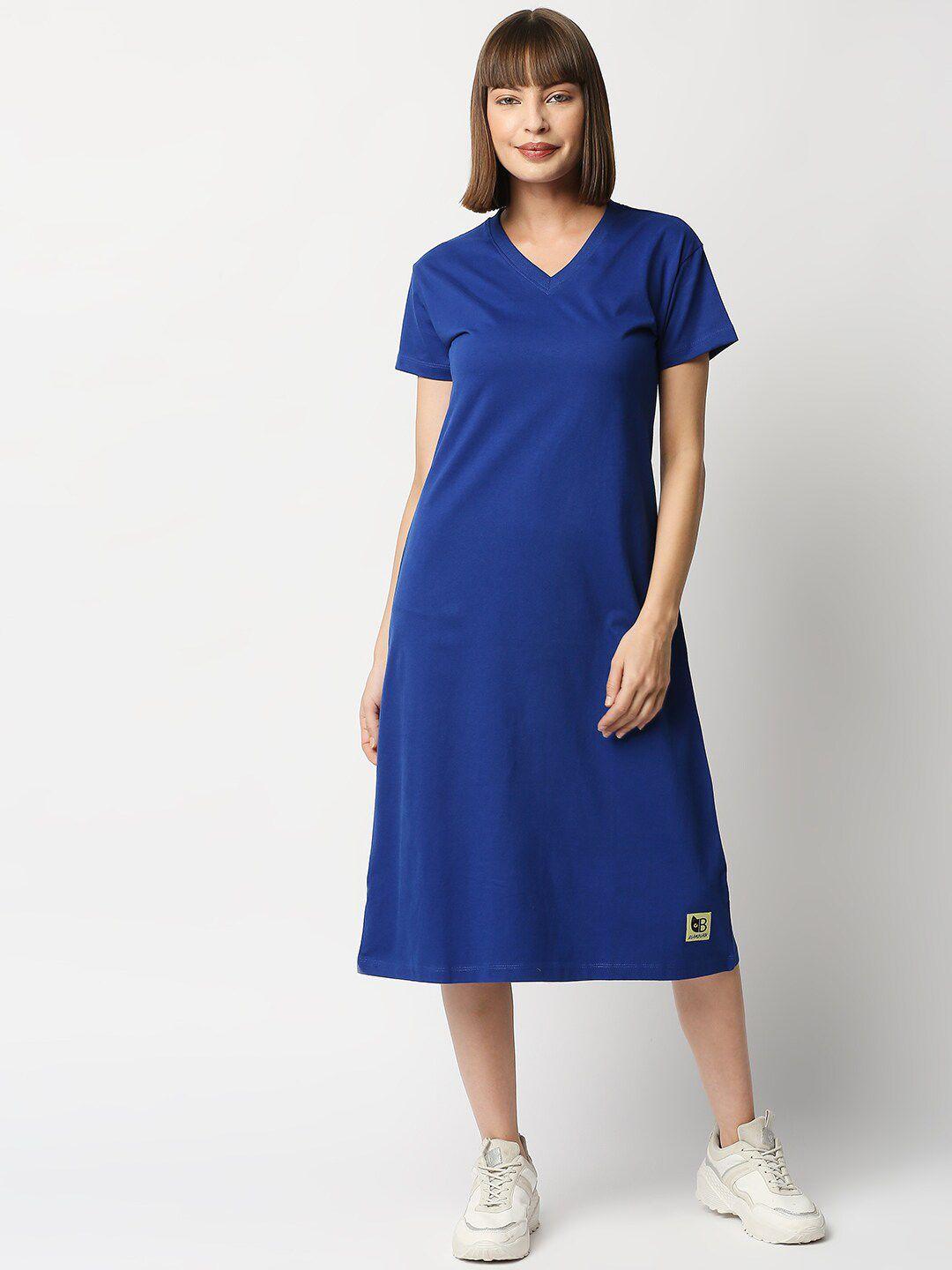 blamblack blue a-line midi cotton dress