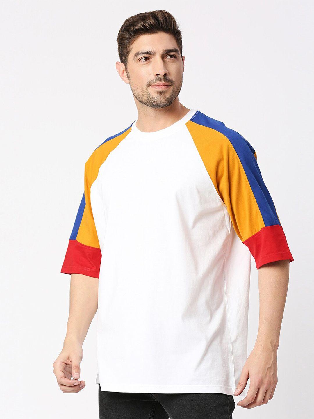 blamblack colourblocked raglan sleeves longline cotton t-shirt