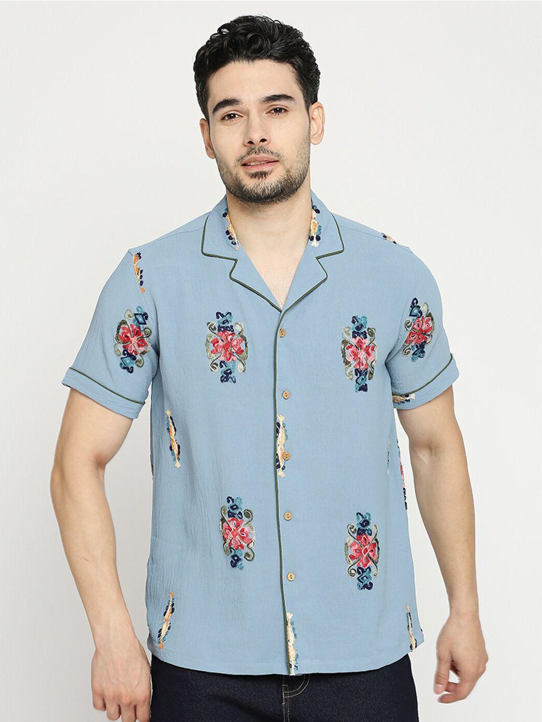 blamblack comfort floral opaque printed casual shirt