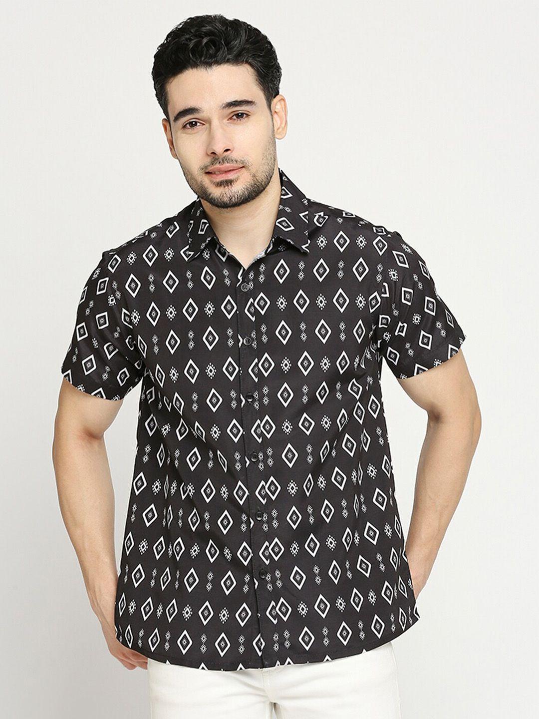 blamblack comfort geometric printed casual shirt