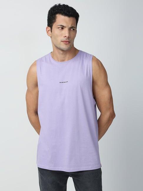 blamblack lavender regular fit gym vest