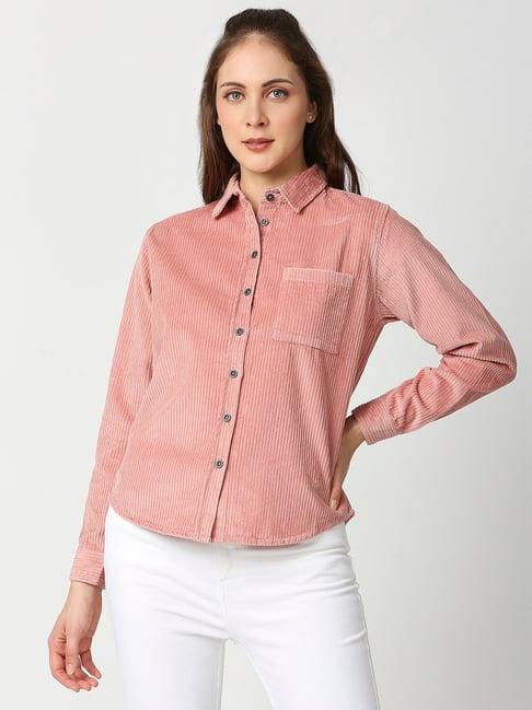 blamblack light pink cotton regular fit shirt