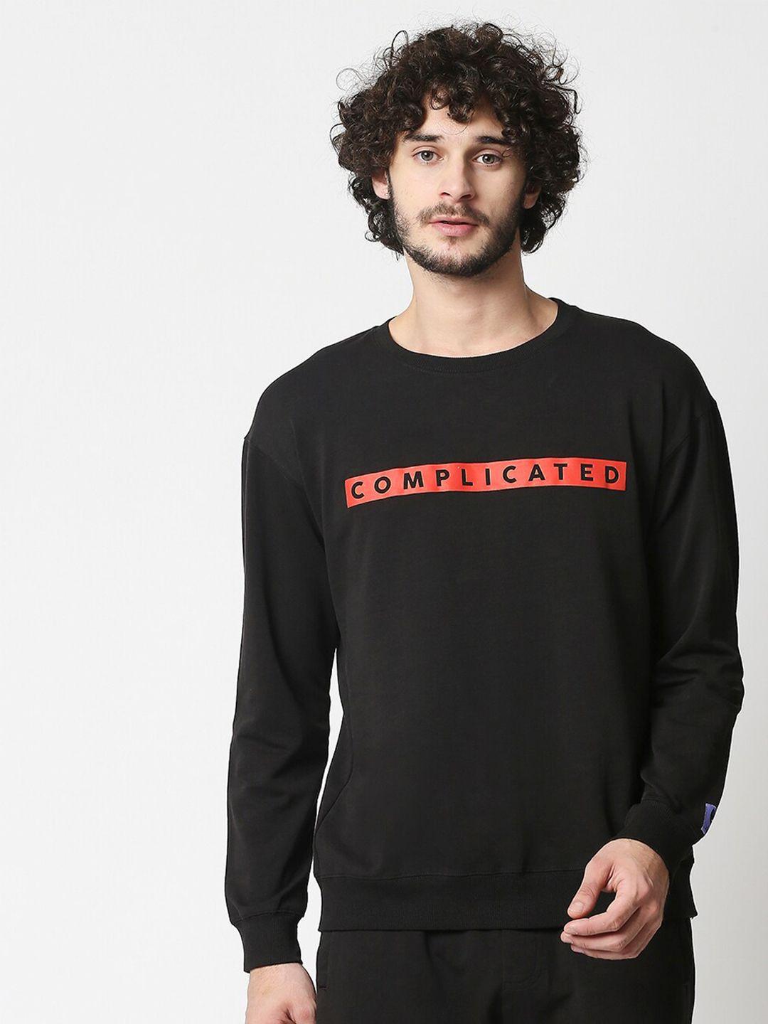 blamblack men black printed sweatshirt