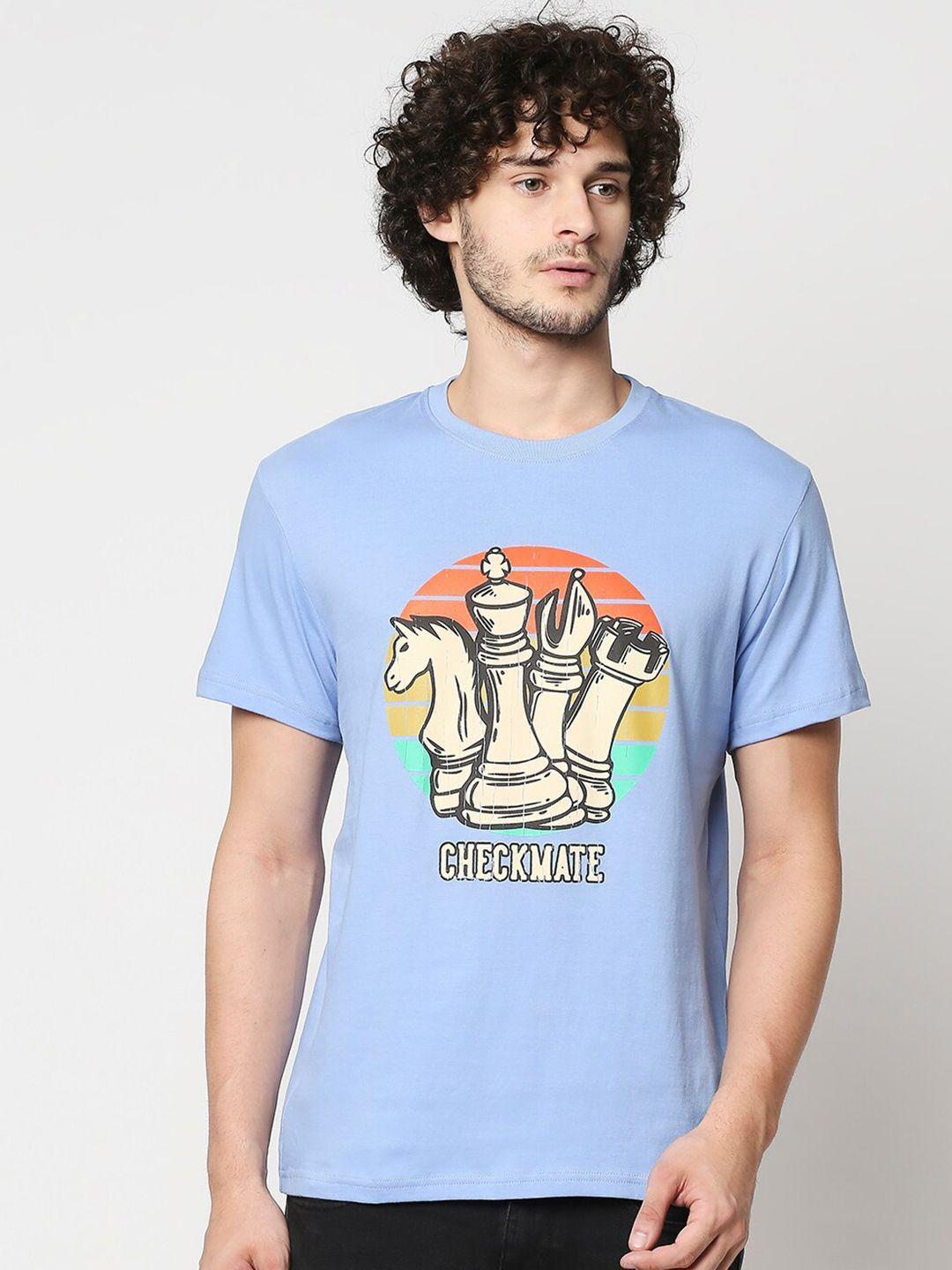 blamblack men blue printed t-shirt