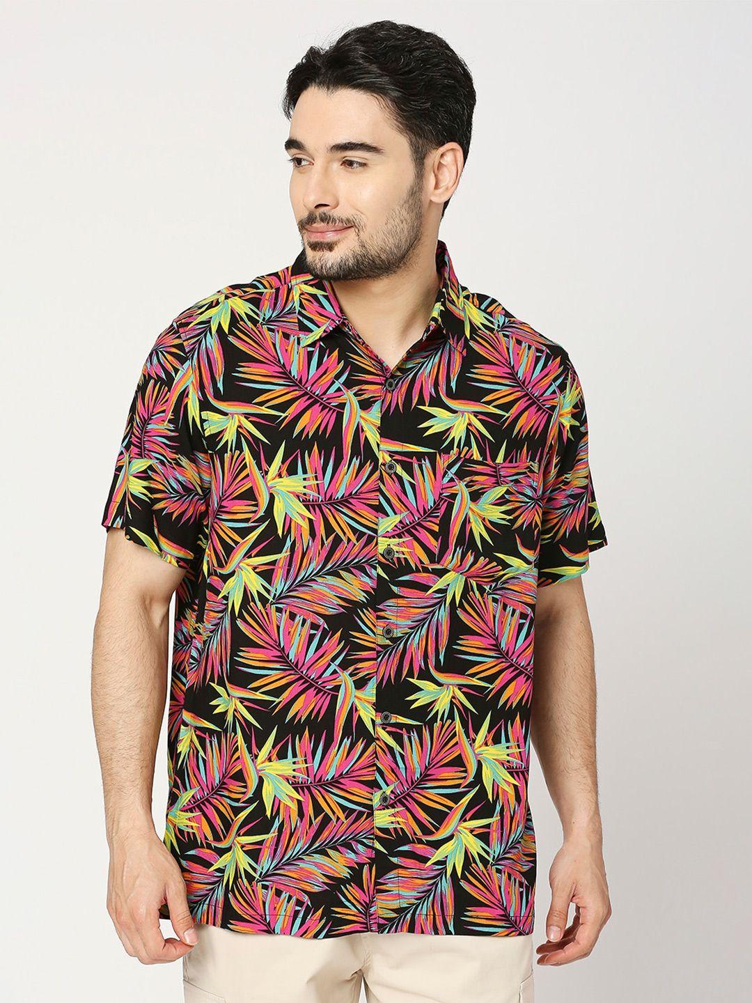 blamblack men multicoloured comfort floral opaque printed casual shirt