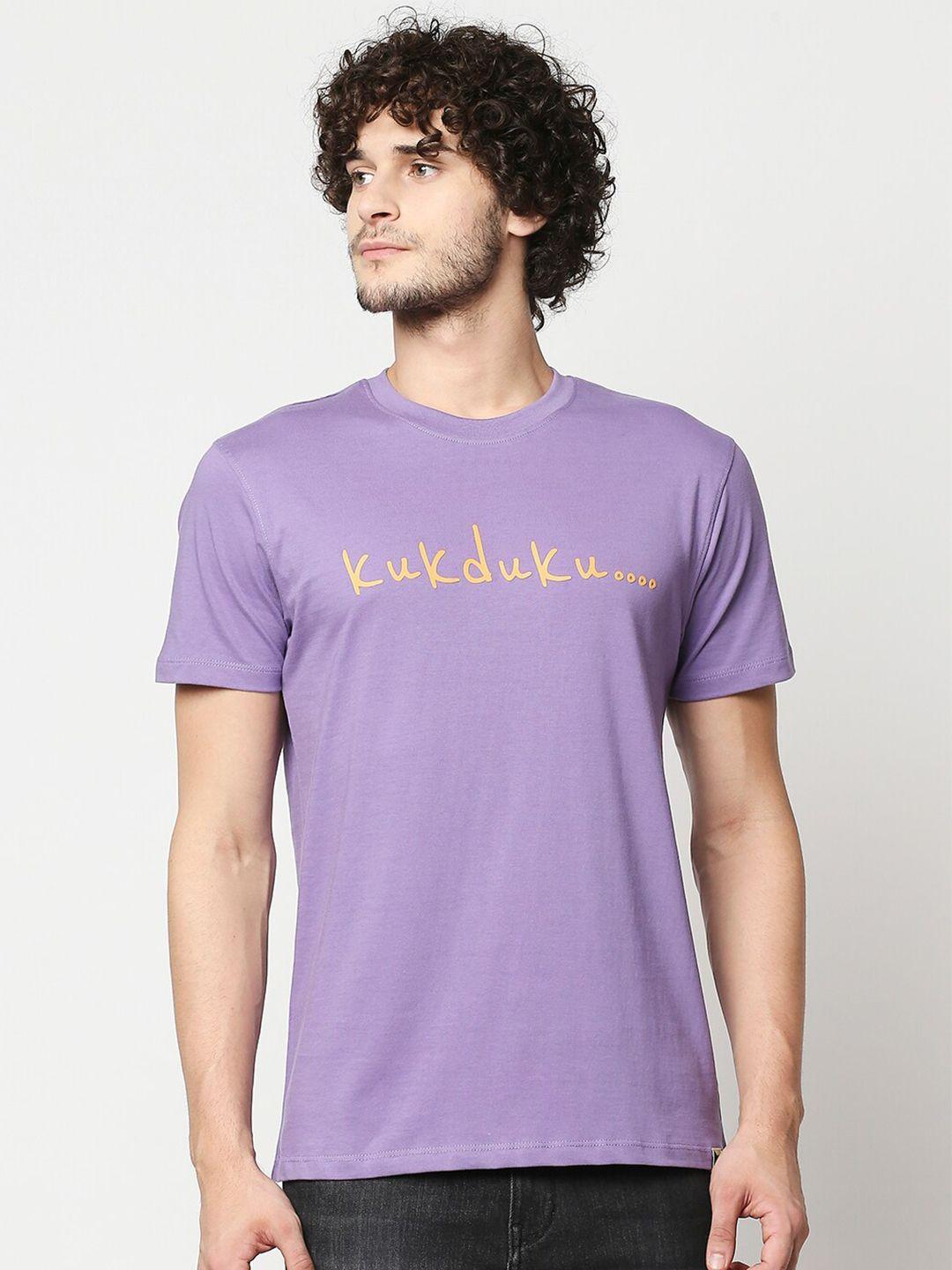 blamblack men purple typography printed t-shirt