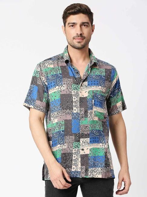 blamblack multi comfort fit printed shirt