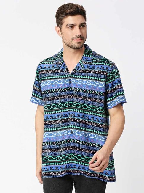 blamblack multi comfort fit printed shirt