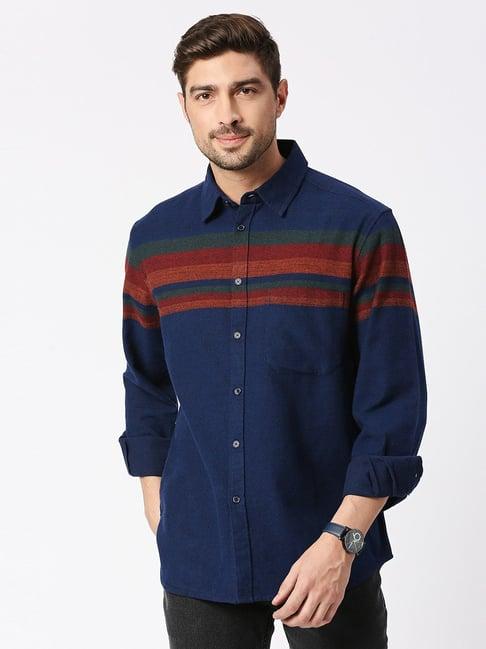 blamblack navy comfort fit striped shirt