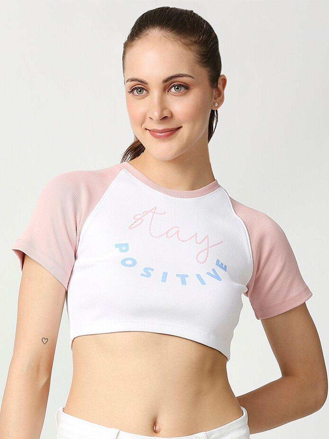 blamblack pink print crop top